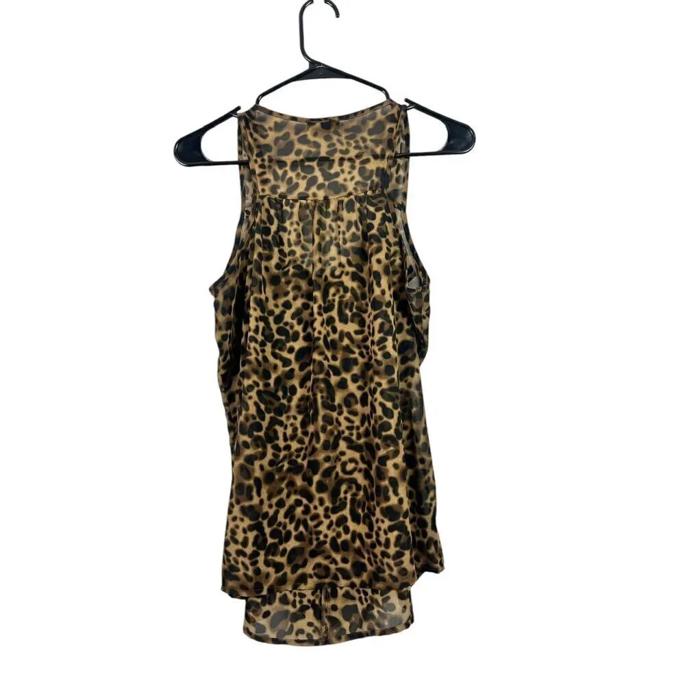 Mine Women's Shear Animal Print Riffled Top - Picture 2 of 6